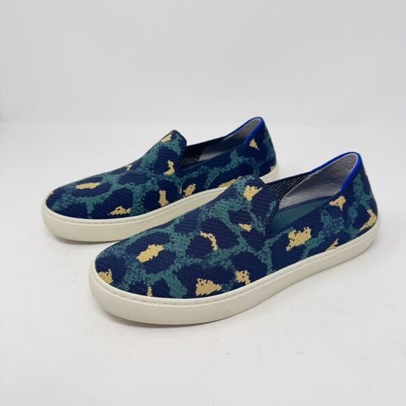 ROTHY’S | Slip On Animal Print Blue Spot Leopard Sneakers Women’s Size 8.5 - Picture 5 of 12